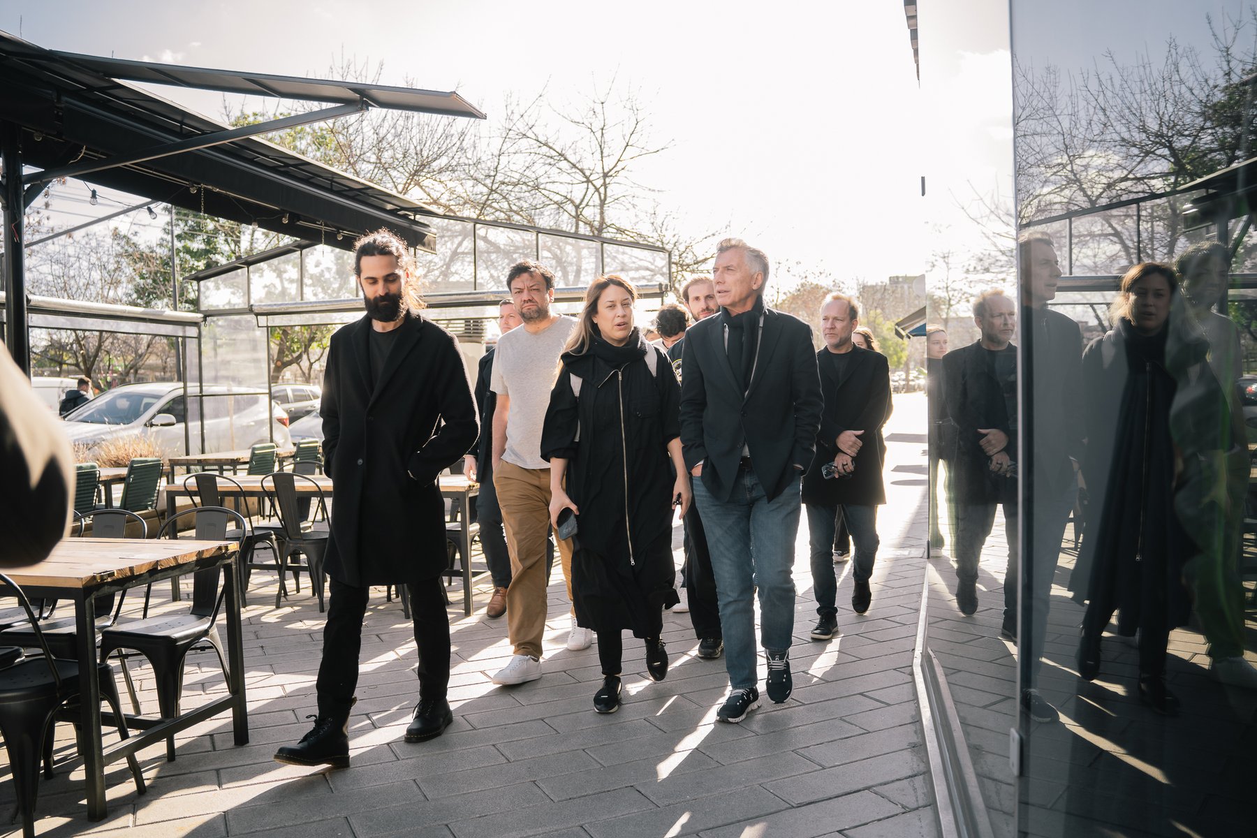 Mauricio Macri visiting the pop-up city