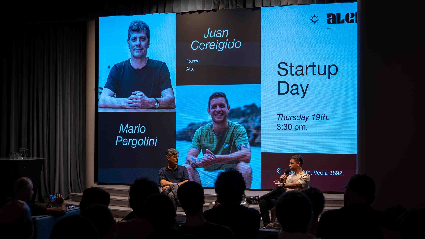 Startup Day: Mario Pergolini and Juan Cereigido (Ato) on stage