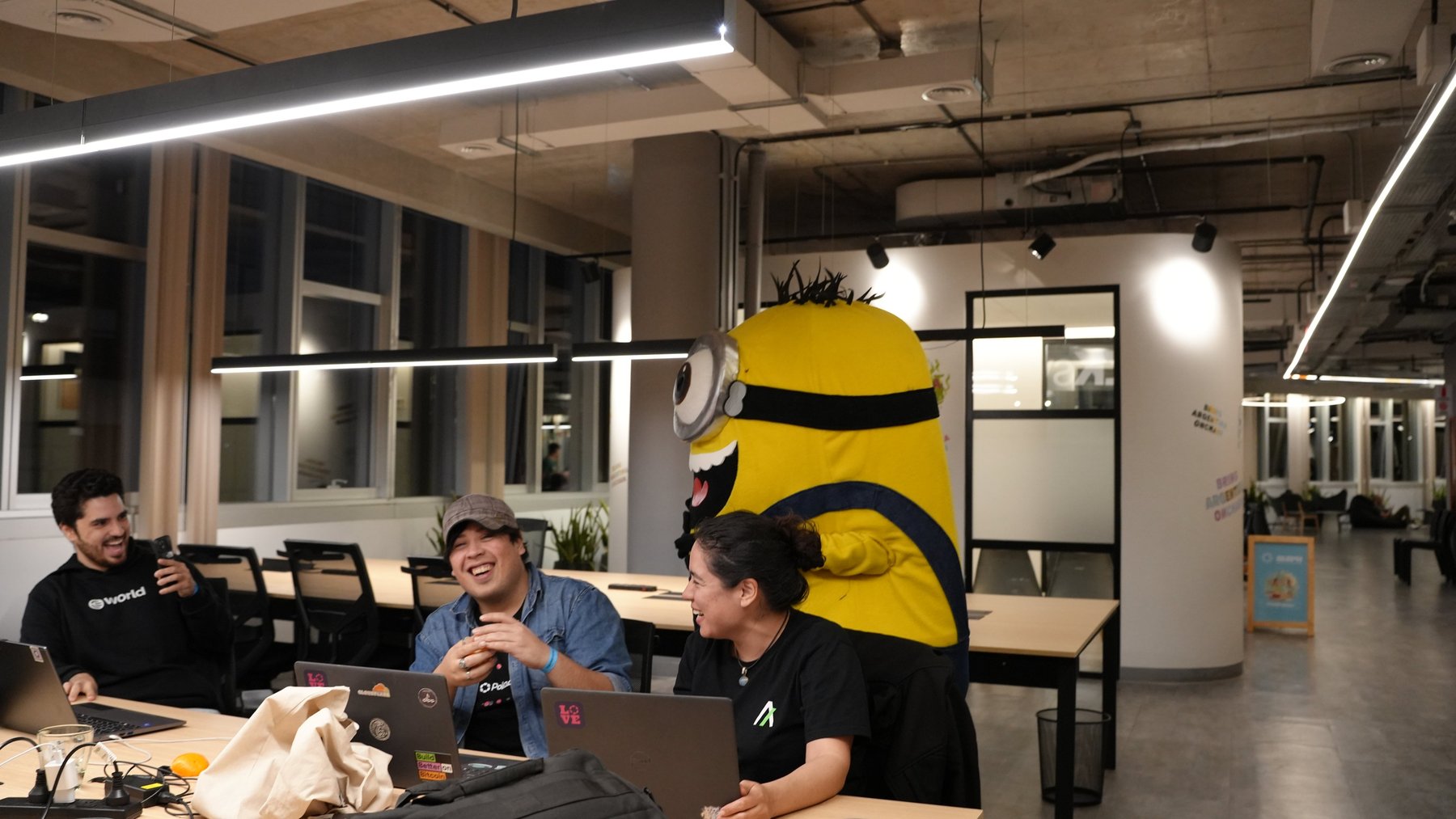 The hackathon tables welcomed visitors of all kinds